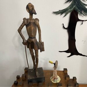 MCM Don Quixote 13” Hand-Carved Wooden Figurine Ouro Artesania Spain 605-3